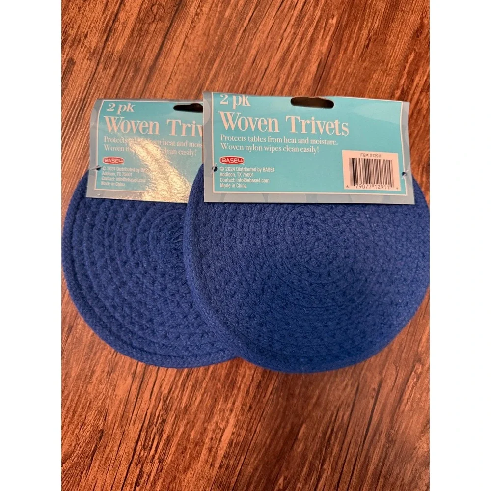 2 pk Woven Trivets - BASE4 - Blue - 6.5